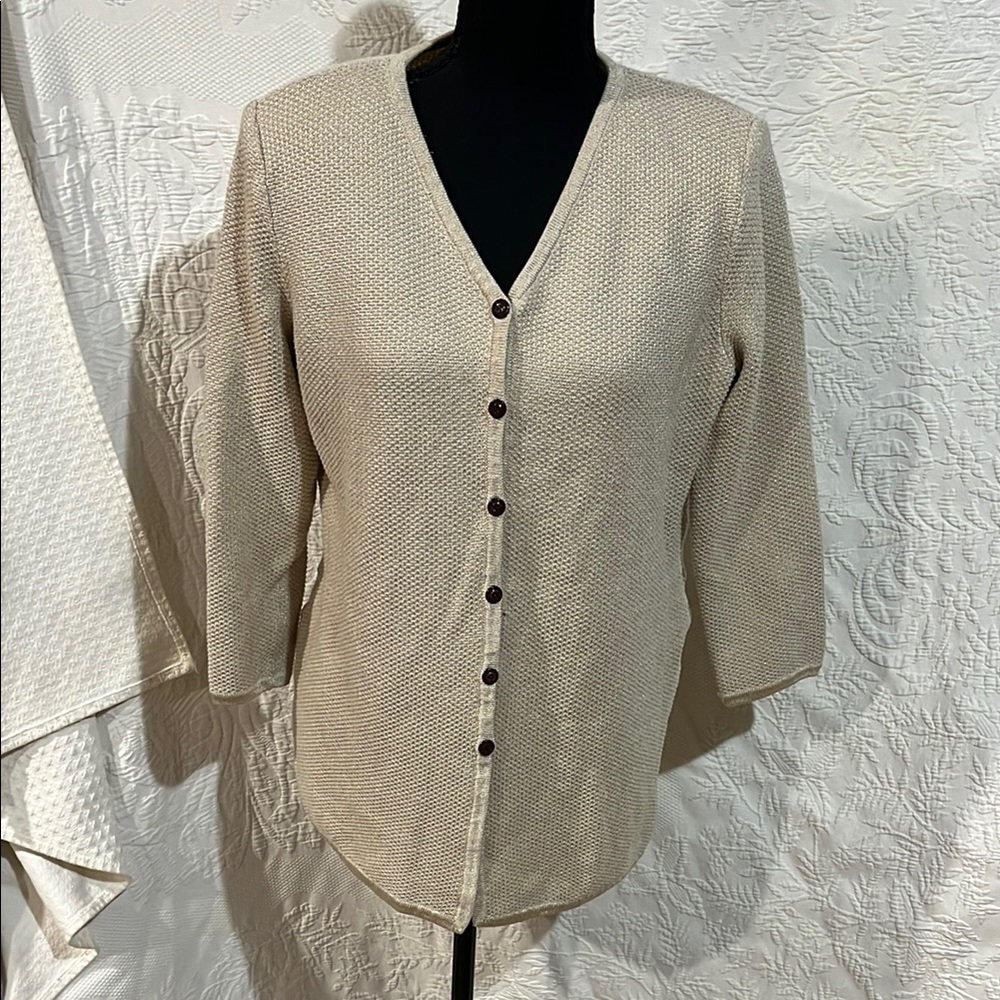 St. John Light Beige‎ Button Up Cardigan, size 8